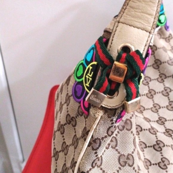 HEARTS 90s Gucci HOBO Large Shoulder Bag - DOUBLE SIDED HEARTS - Picture 7 of 15